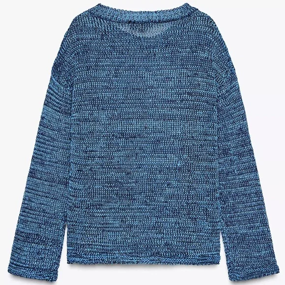 Zara Blue Ribbon Knit Crew Neck Sweater - Picture 4 of 5
